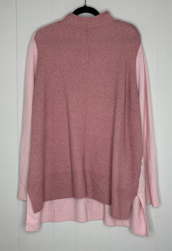 Pink Dual-Toned Mock Neck Sweater