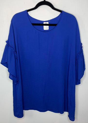 Royal Blue Blouse with Flared Sleeves