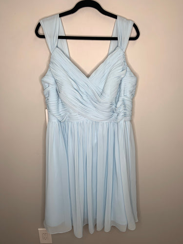Short Light Blue Tule Overlay Formal Dress