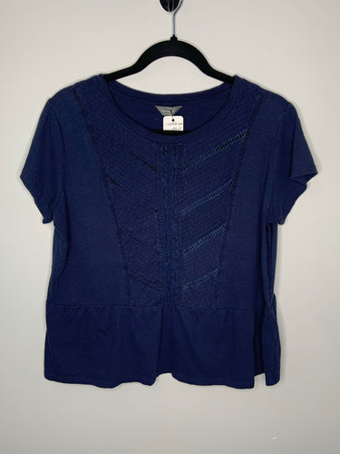 Navy Blue Short Sleeve Blouse