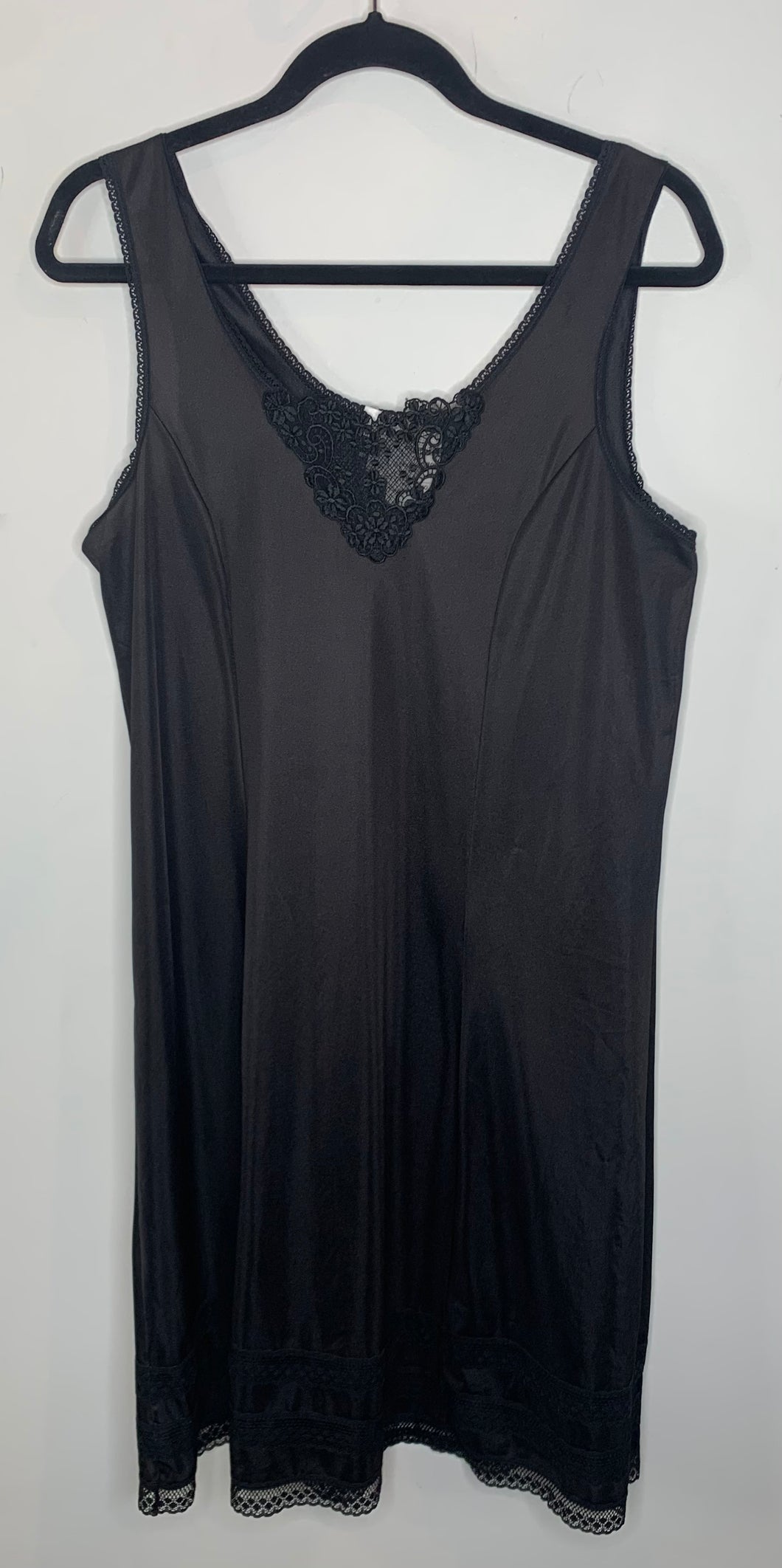 Black Nightgown with Lace Trim