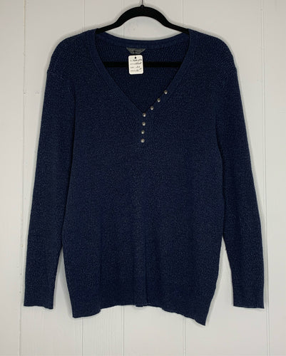 Navy Blue Sweater with Buttons