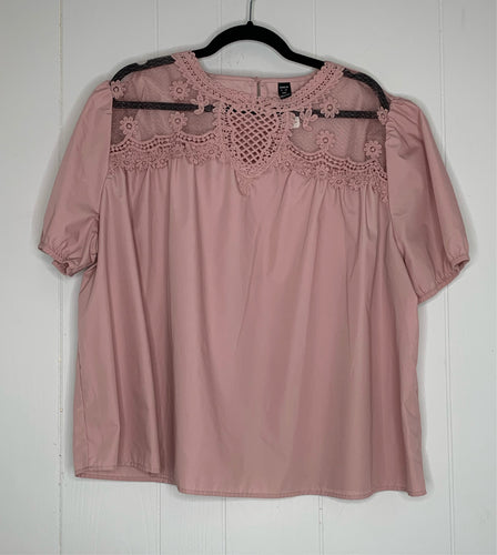 Pink Blouse with Lace Details