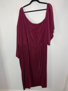 Burgundy Asymmetrical Sleeve Dress