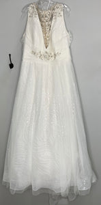 White Sprakly & Floral Embroidered A-Line Wedding Dress