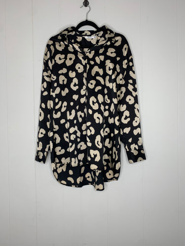 Black and Beige Patterned Blouse