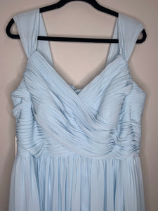 Short Light Blue Tule Overlay Formal Dress