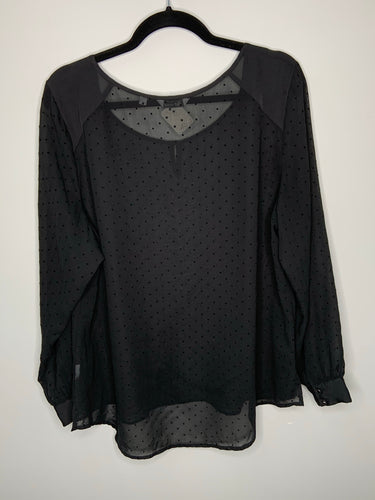 Black Sheer Polka Dot Blouse