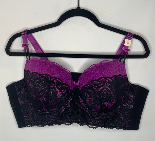 Black Lace Underwire Bra with Mesh and Bow - Déesse Collection