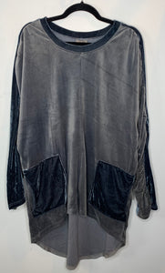 Grey and Blue Velour Tunic