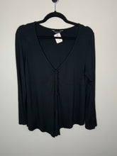 Load image into Gallery viewer, Black Longsleeve Deep V-Neck Blouse