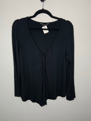 Black Longsleeve Deep V-Neck Blouse