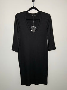 Black 3/4 Length Sleeve Bodycon Dress