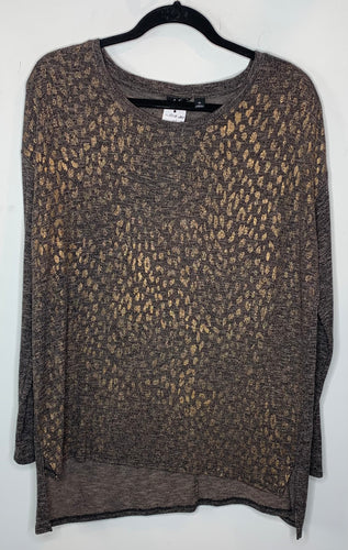 Brown and Gold Leopard Print Shirt