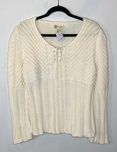 White Lace Up Sweater