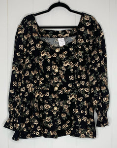 Black and Cream Floral Blouse