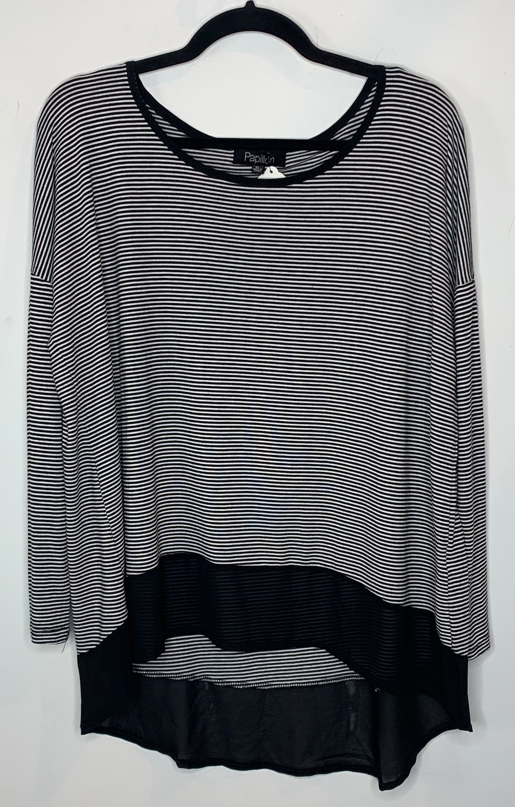 Black and White Striped Long Sleeved Shirt