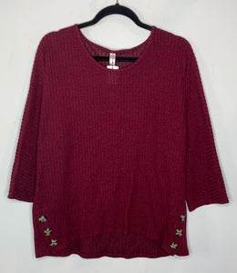 Ribbed Burgundy Shirt with Button Details
