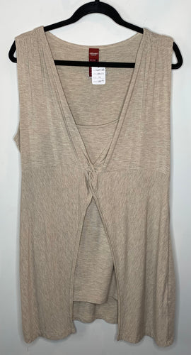 Beige Layered Sleeveless Shirt