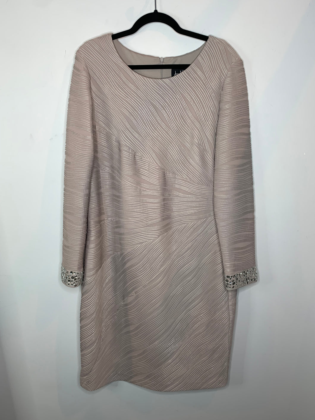 Beige Dress with Jewelled Sleeves